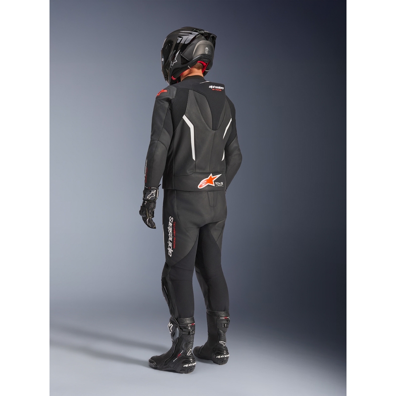 Alpinestars GP Force V2 divdaļīgs ādas kombinezons melns-balts-fluorescējoši sarkans