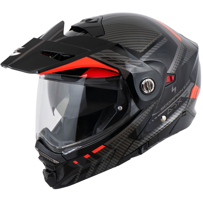 Scorpion ADX-2 LEWIS atveramā motocikla ķivere melna-sarkana