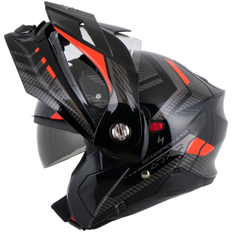 Scorpion ADX-2 LEWIS atveramā motocikla ķivere melna-sarkana