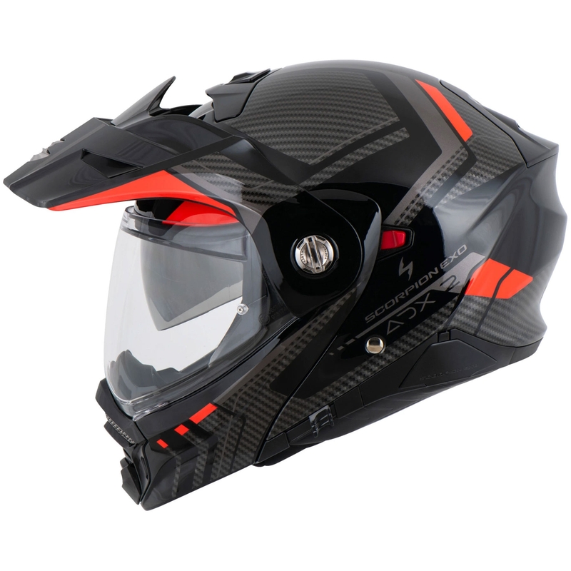 Scorpion ADX-2 LEWIS atveramā motocikla ķivere melna-sarkana