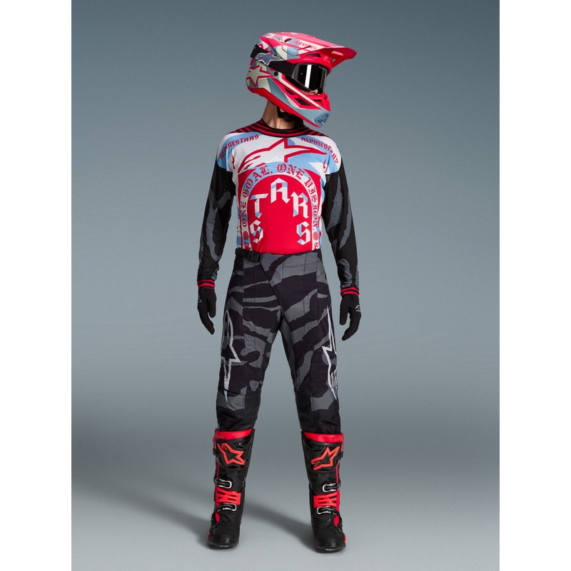 Alpinestars Techstar ierobežotā izdevuma Beast Coast motokrosa bikses pelēkas-melnas-oranžas