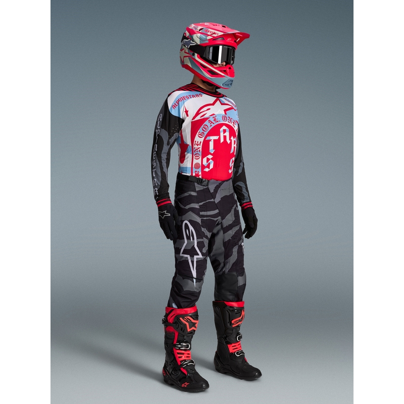 Alpinestars Techstar ierobežotā izdevuma Beast Coast motokrosa bikses pelēkas-melnas-oranžas