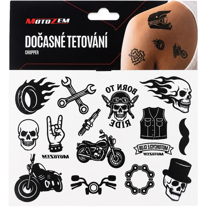 MotoZem Chopper pagaidu tetovējums