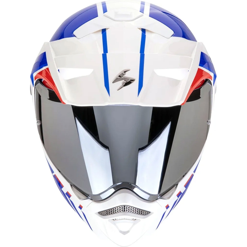 Flip-up motociklu ķivere Scorpion ADX-2 LEWIS balts-zils-sarkans