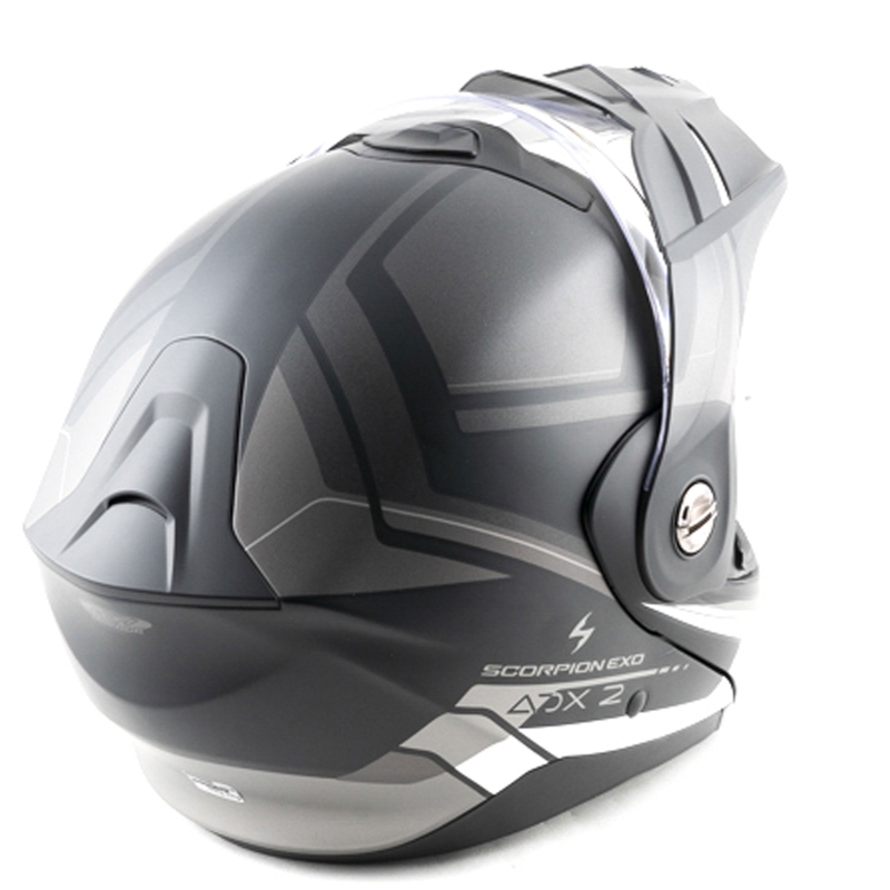 Scorpion ADX-2 LEWIS atveramā motocikla ķivere matēti melna-sudraba