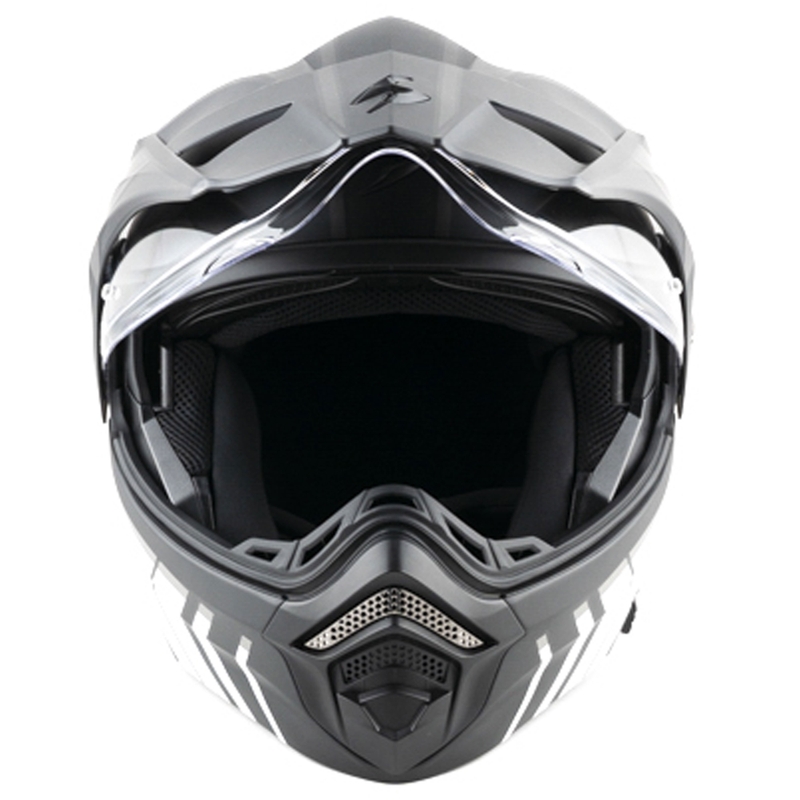 Scorpion ADX-2 LEWIS atveramā motocikla ķivere matēti melna-sudraba