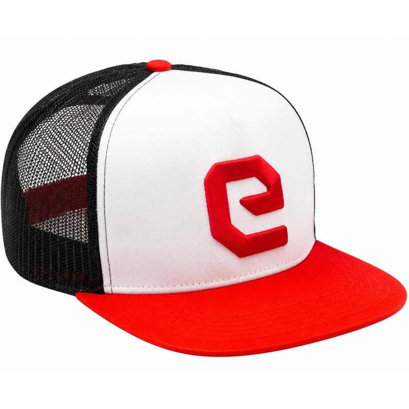 Eleveit cepures logotips balts-sarkans