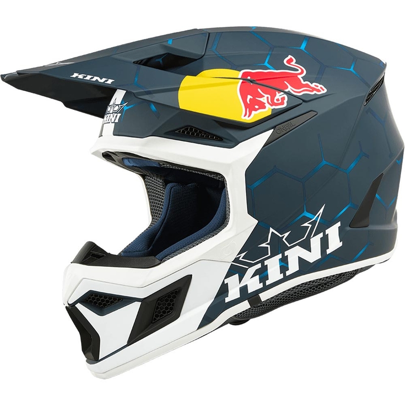 Motokrosa ķivere KINI Red Bull MX3 1.0 zila-balta