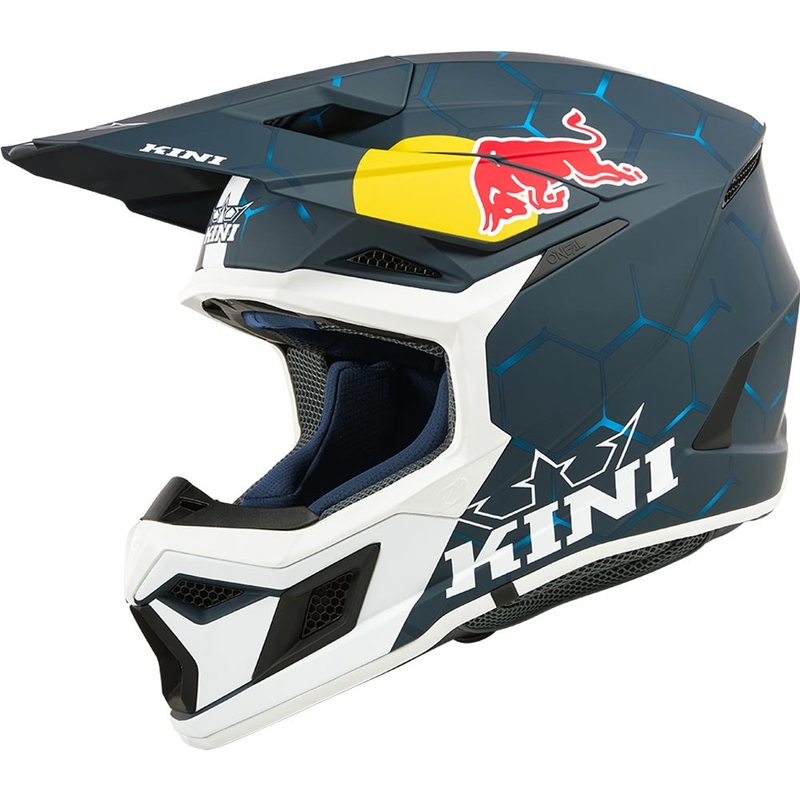 Motokrosa ķivere KINI Red Bull MX3 1.0 zila-balta