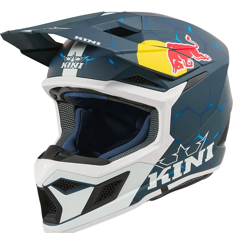 Motokrosa ķivere KINI Red Bull MX3 1.0 zila-balta