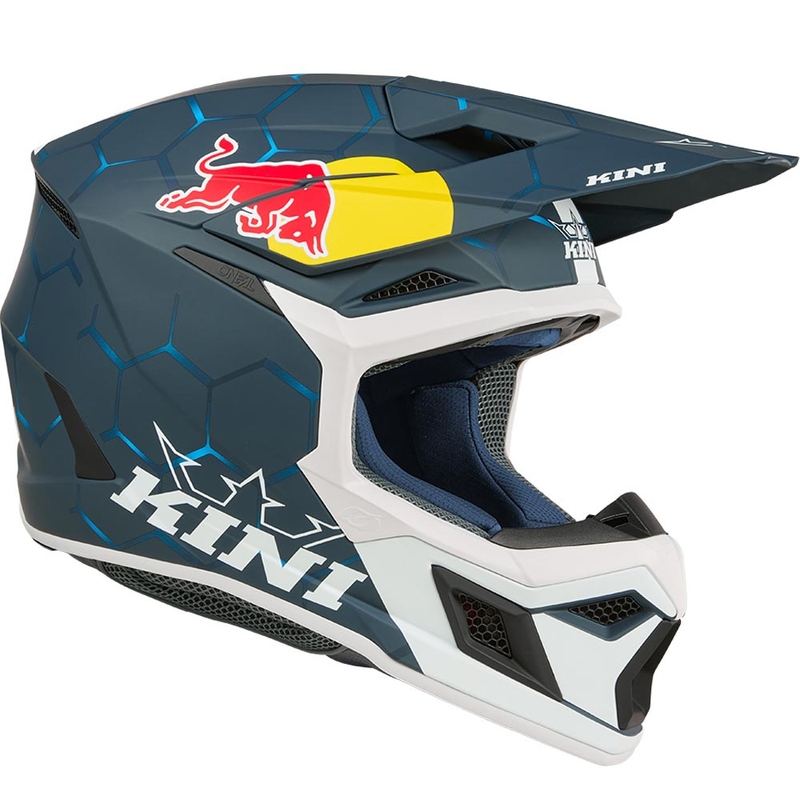Motokrosa ķivere KINI Red Bull MX3 1.0 zila-balta