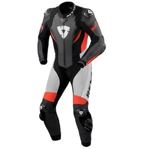 Revit Control melns-fluo sarkans ādas motocikla kombinezons