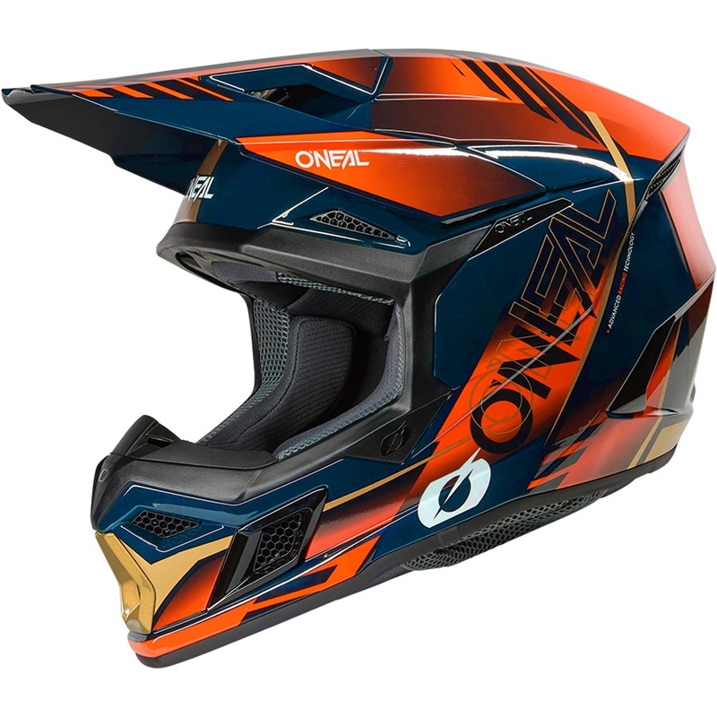 Motokrosa ķivere O'Neal 3SRS Haze zila-oranža-zelta