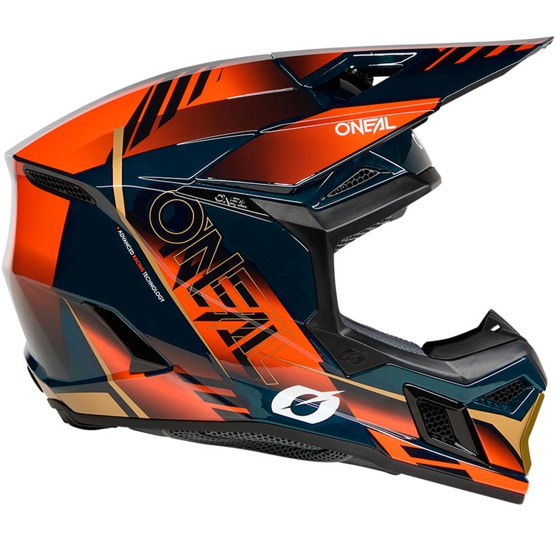 Motokrosa ķivere O'Neal 3SRS Haze zila-oranža-zelta