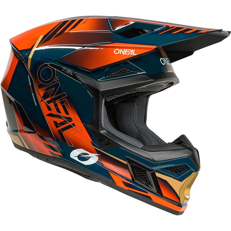 Motokrosa ķivere O'Neal 3SRS Haze zila-oranža-zelta