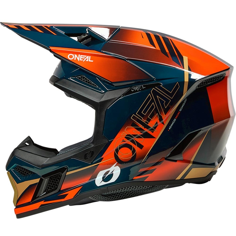 Motokrosa ķivere O'Neal 3SRS Haze zila-oranža-zelta