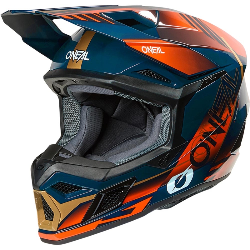Motokrosa ķivere O'Neal 3SRS Haze zila-oranža-zelta