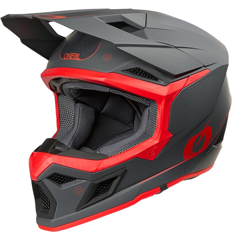 Motokrosa ķivere O´Neal 3SRS E-stroke matēta pelēka-sarkana