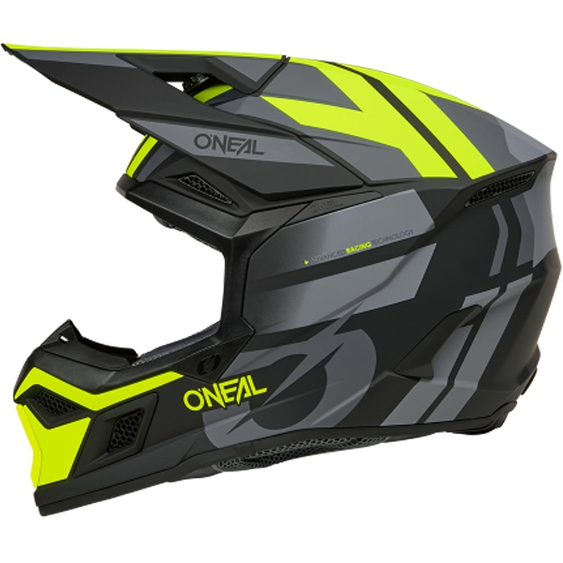 Motokrosa ķivere O´Neal 3SRS Ride matēta melna-pelēka-fluorēta dzeltena