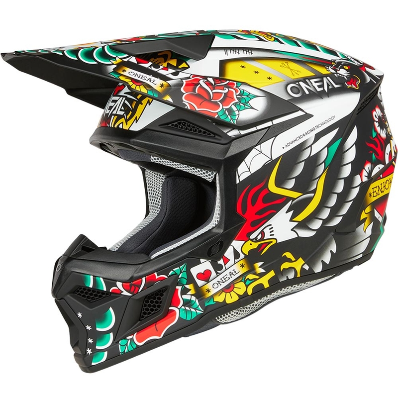 Bērnu motokrosa ķivere O'Neal 3SRS Inked daudzkrāsaina