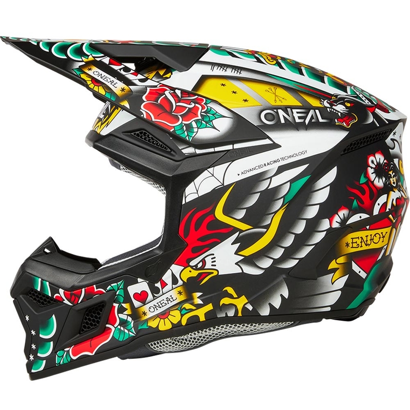 Bērnu motokrosa ķivere O'Neal 3SRS Inked daudzkrāsaina