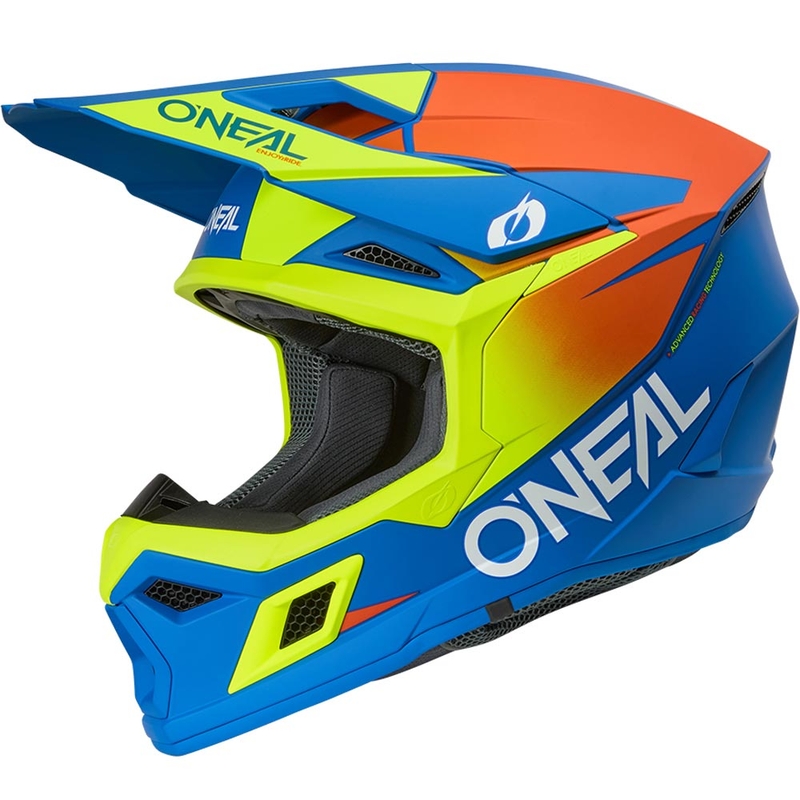 Motokrosa ķivere O´Neal 3SRS Solid matēta zila-fluorēta dzeltena