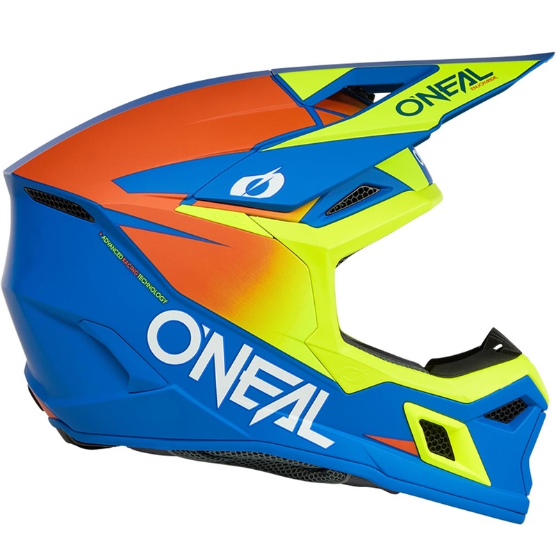 Motokrosa ķivere O´Neal 3SRS Solid matēta zila-fluorēta dzeltena