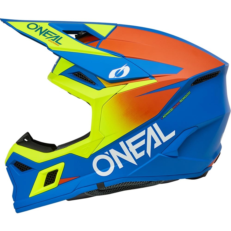 Motokrosa ķivere O´Neal 3SRS Solid matēta zila-fluorēta dzeltena