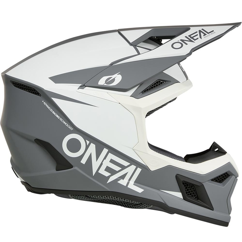 Motokrosa ķivere O´Neal 3SRS Solid matēta balti pelēka