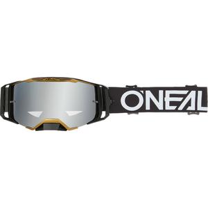 Motokrosa brilles O´Neal B-33 Hexa melnas-zelta (sudrabaini spoguļotas pleksiglasa)