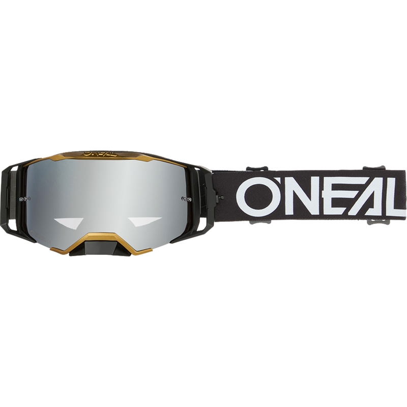 Motokrosa brilles O´Neal B-33 Hexa melnas-zelta (sudrabaini spoguļotas pleksiglasa)