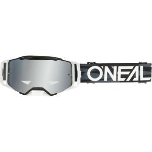 Motokrosa brilles O´Neal B-33 Ictus melni baltas (sudrabaini spoguļotas pleksiglasa)