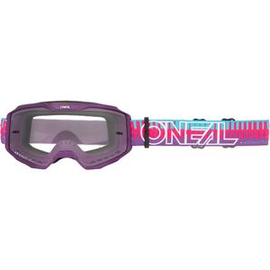 Motokrosa brilles O´Neal B-10 svītrainas rozā-violetas (caurspīdīgs pleksiglass)