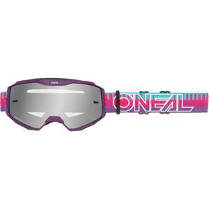 Motokrosa brilles O´Neal B-10 svītrainas rozā-violetas (spoguļsudraba pleksiglass)