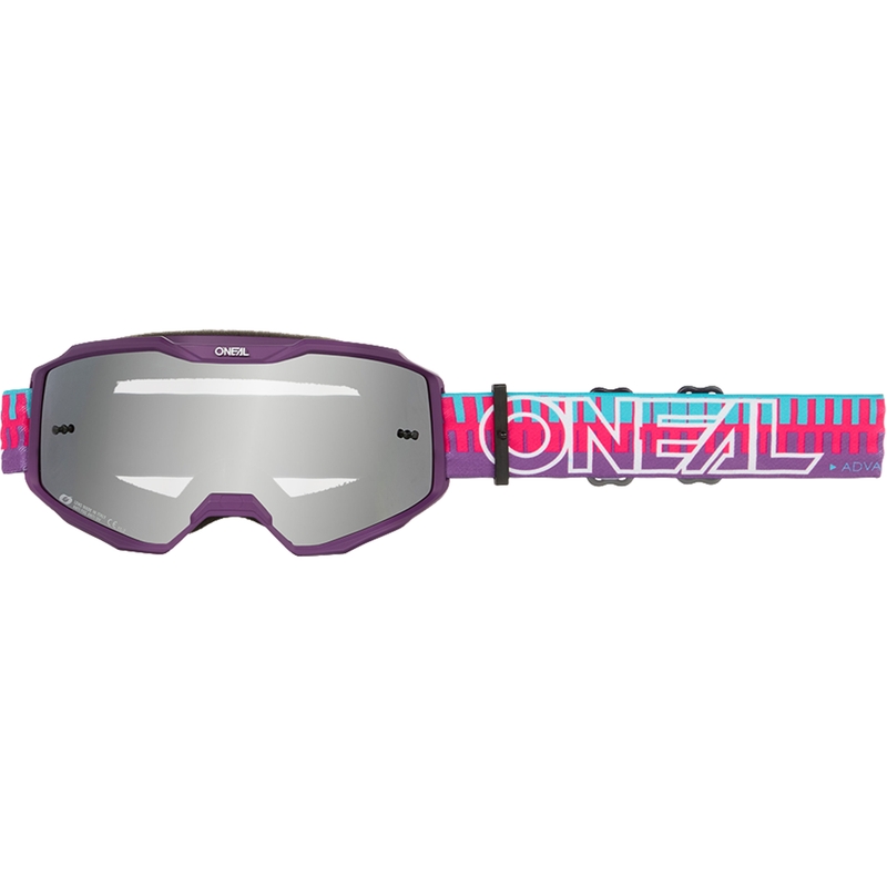 Motokrosa brilles O´Neal B-10 svītrainas rozā-violetas (spoguļsudraba pleksiglass)