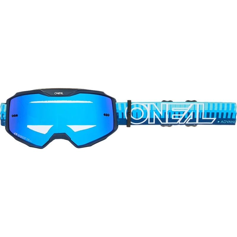 Motokrosa brilles O´Neal B-10 svītrainas zilas (irīdija zils pleksiglass)