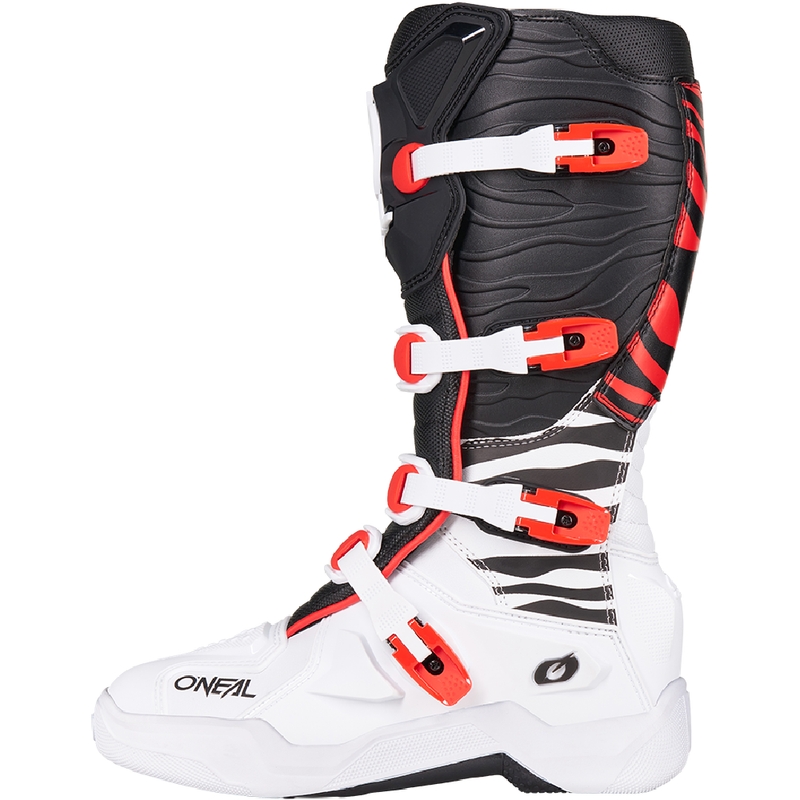 Motokrosa zābaki O´Neal 3SRS Zebra melni-balti-sarkani