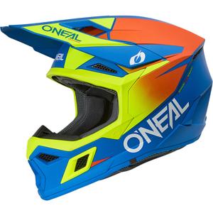 Bērnu motokrosa ķivere O'Neal 3SRS Solid matēta zila-fluorēta dzeltena
