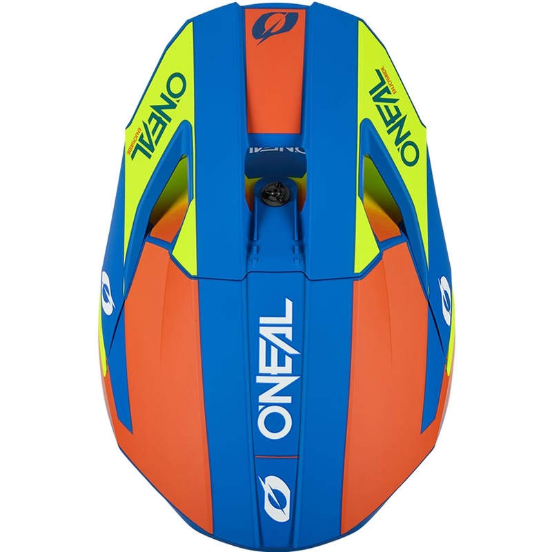 Bērnu motokrosa ķivere O'Neal 3SRS Solid matēta zila-fluorēta dzeltena