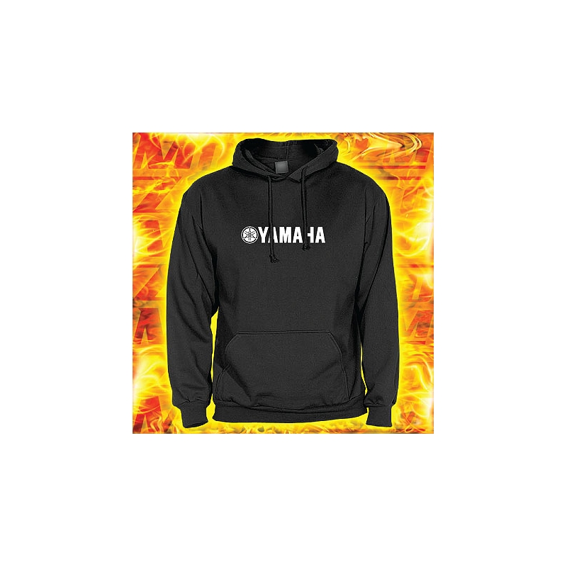 Mikina s motivem Yamaha černá s kapucí