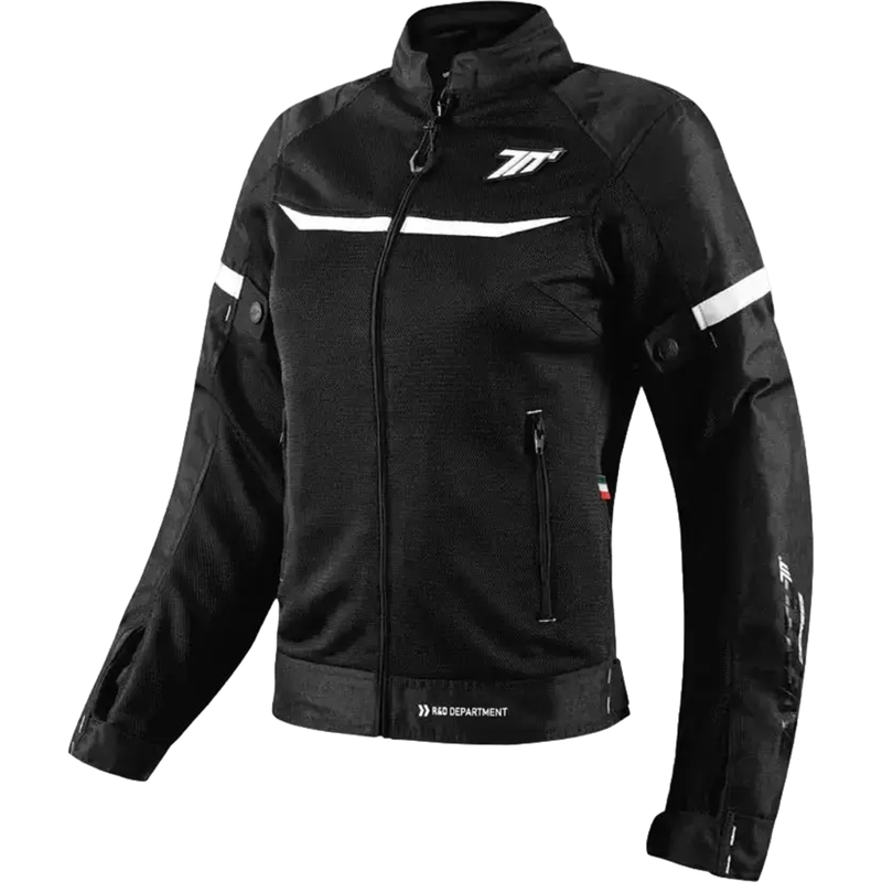 Sieviešu motocikla jaka SEVENTY DEGREES SD-JR30.2 Mojave melnā un baltā krāsā