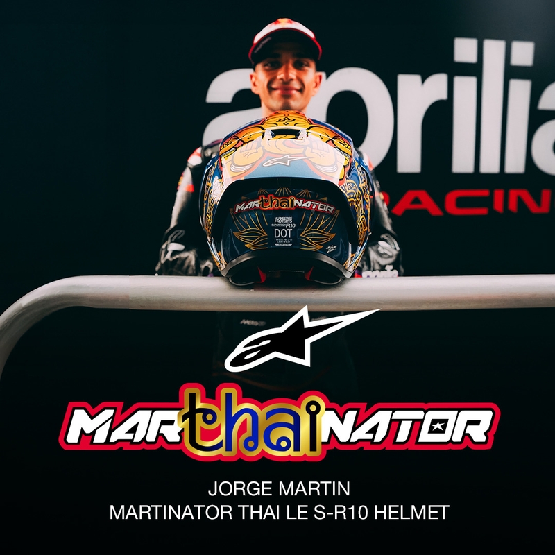 Pilna izmēra motocikla ķivere Alpinestars Supertech R10 Marthanator ierobežotā izdevuma JORGE MARTIN zila pērļu zelta sarkana