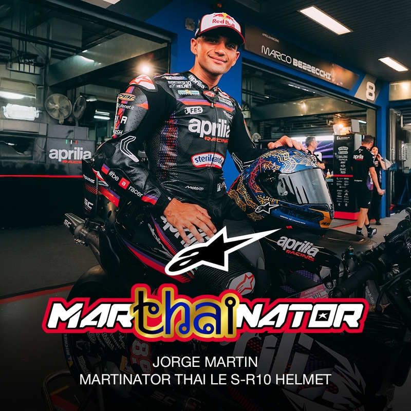 Pilna izmēra motocikla ķivere Alpinestars Supertech R10 Marthanator ierobežotā izdevuma JORGE MARTIN zila pērļu zelta sarkana