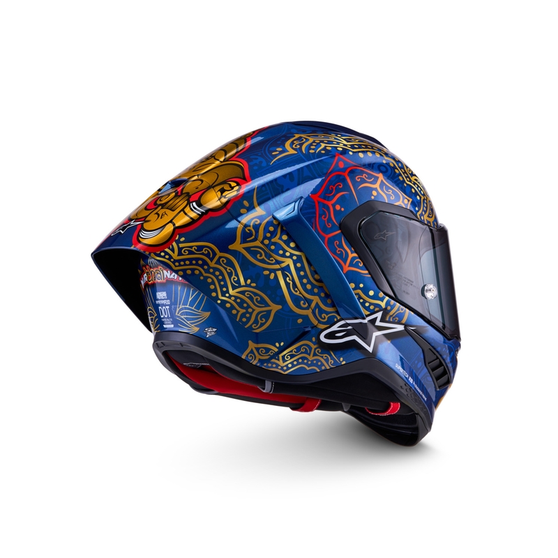 Pilna izmēra motocikla ķivere Alpinestars Supertech R10 Marthanator ierobežotā izdevuma JORGE MARTIN zila pērļu zelta sarkana