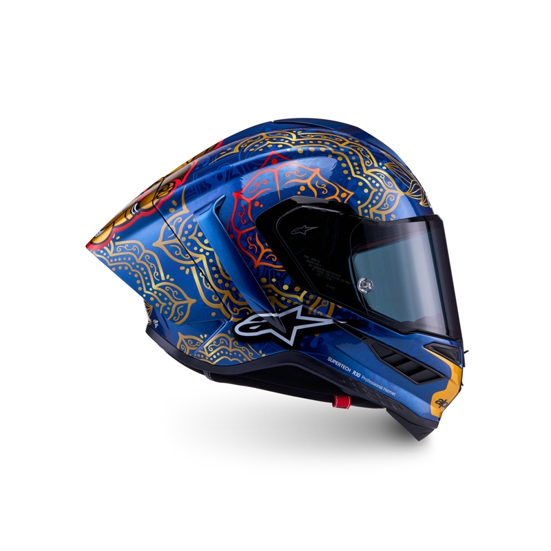 Pilna izmēra motocikla ķivere Alpinestars Supertech R10 Marthanator ierobežotā izdevuma JORGE MARTIN zila pērļu zelta sarkana