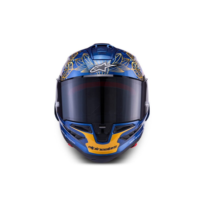 Pilna izmēra motocikla ķivere Alpinestars Supertech R10 Marthanator ierobežotā izdevuma JORGE MARTIN zila pērļu zelta sarkana
