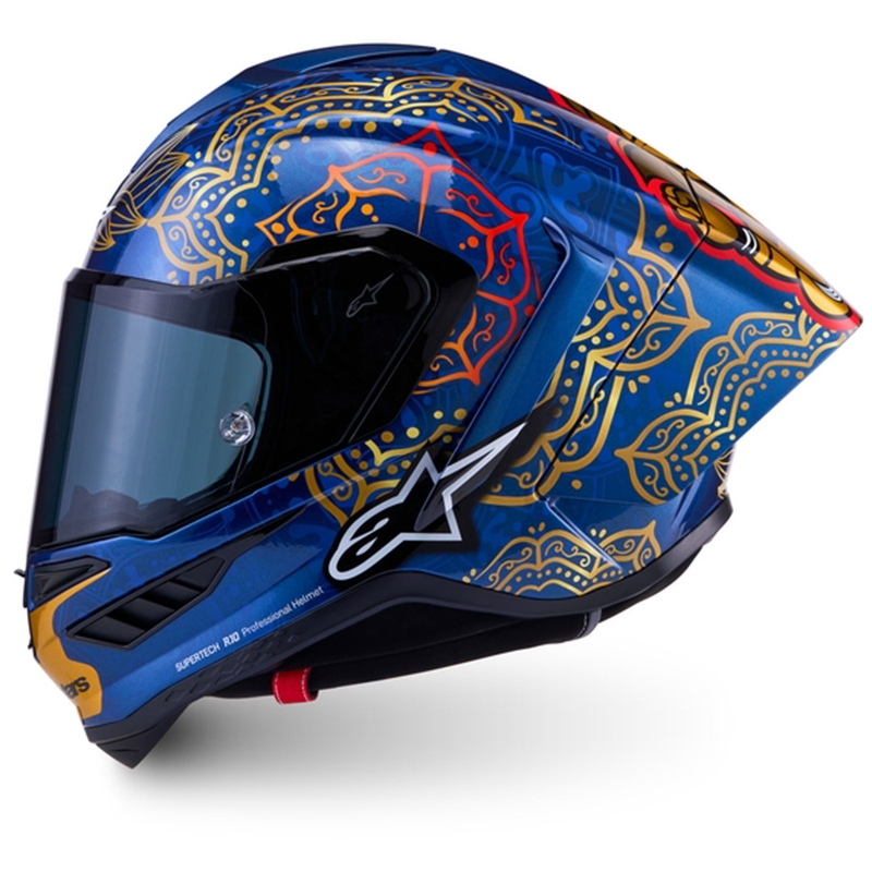 Pilna izmēra motocikla ķivere Alpinestars Supertech R10 Marthanator ierobežotā izdevuma JORGE MARTIN zila pērļu zelta sarkana
