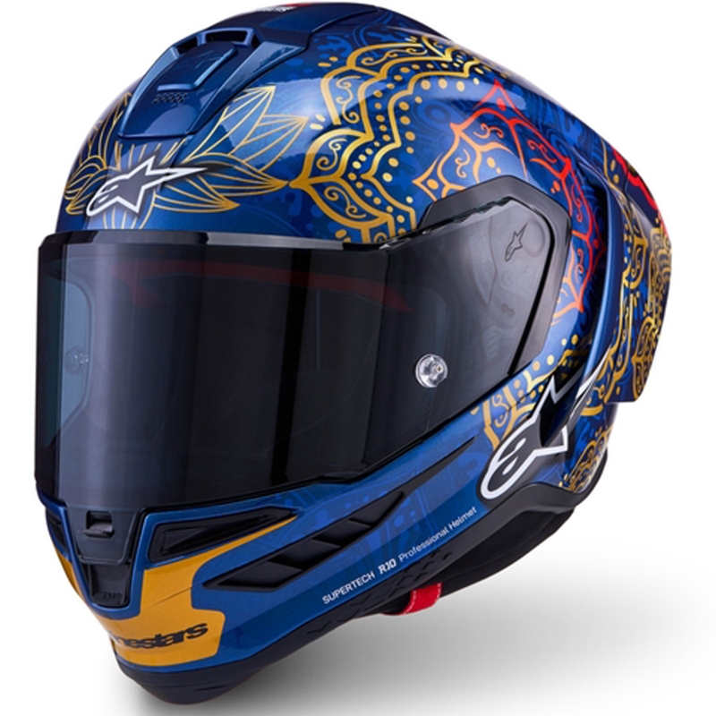 Pilna izmēra motocikla ķivere Alpinestars Supertech R10 Marthanator ierobežotā izdevuma JORGE MARTIN zila pērļu zelta sarkana