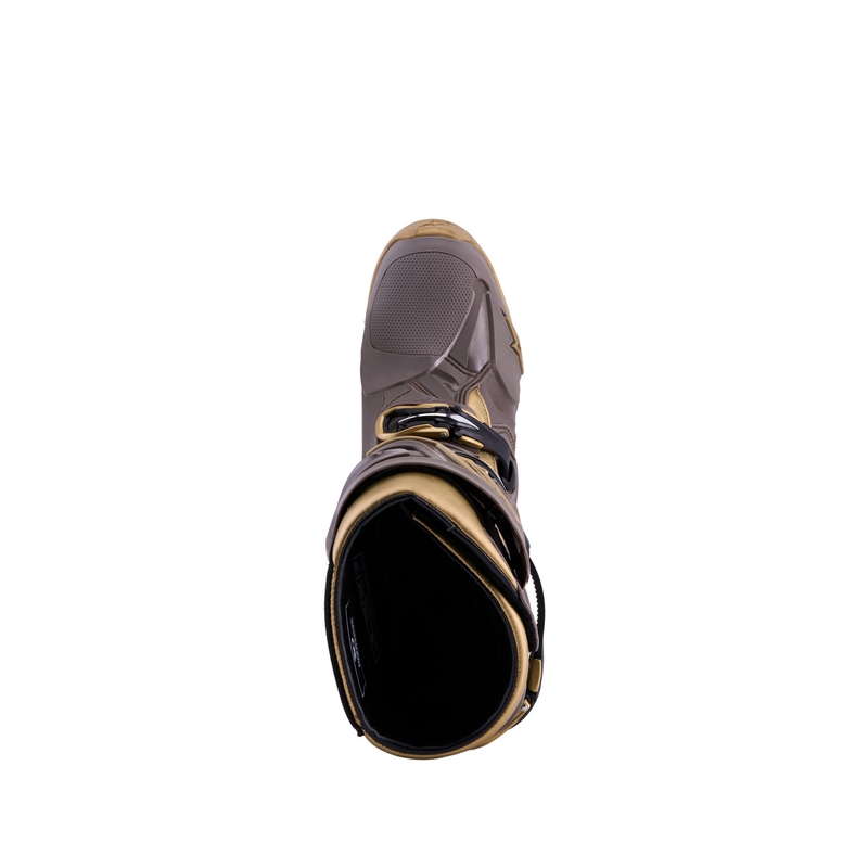 Alpinestars TECH 10 Limited Edition AIR GOLD motocikla zābaki brūni zelta krāsā