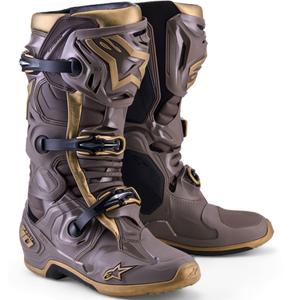 Alpinestars TECH 10 Limited Edition AIR GOLD motocikla zābaki brūni zelta krāsā